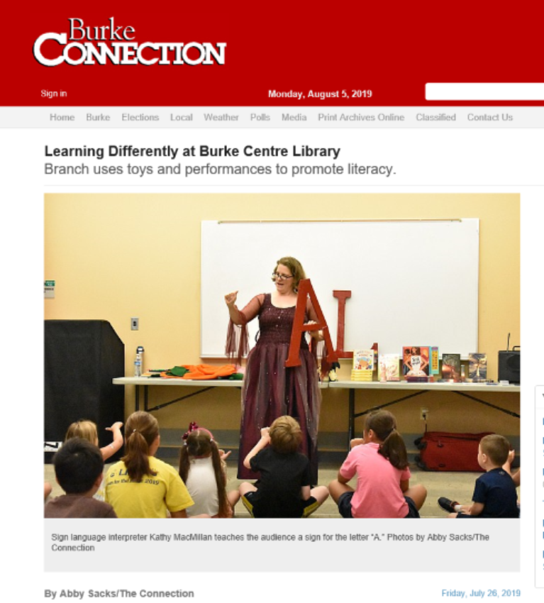 Once Upon a Sign Featured in Burke Connection | Stories by Hand with ...